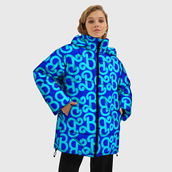 Куртка зимняя женская Логотип Барби - синий паттерн, цвет: 3D-черный — фото 2