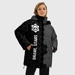 Куртка зимняя женская Brawl Stars glitch на темном фоне: по-вертикали, цвет: 3D-черный — фото 2