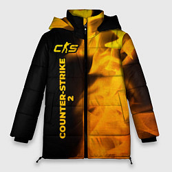 Куртка зимняя женская Counter-Strike 2 - gold gradient: по-вертикали, цвет: 3D-черный