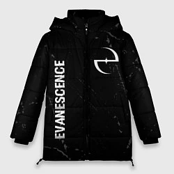 Куртка зимняя женская Evanescence glitch на темном фоне: надпись, символ, цвет: 3D-черный