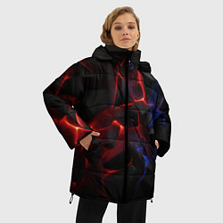 Куртка зимняя женская Плиты черные красные синие, цвет: 3D-красный — фото 2