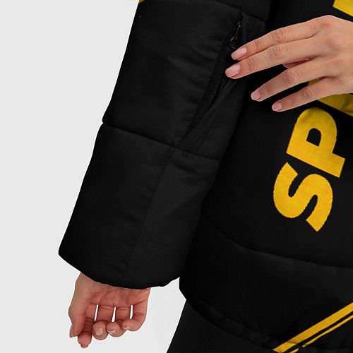 Женская зимняя куртка Spirited Away - gold gradient: надпись, символ / 3D-Черный – фото 5