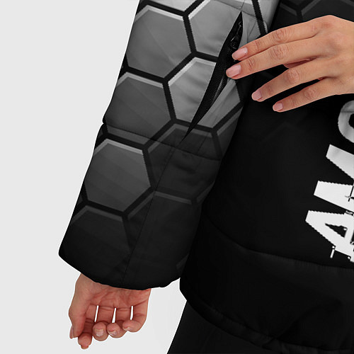 Женская зимняя куртка Among Us glitch на темном фоне: по-вертикали / 3D-Черный – фото 5