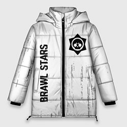 Женская зимняя куртка Brawl Stars glitch на светлом фоне: надпись, симво