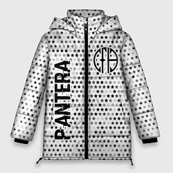Женская зимняя куртка Pantera glitch на светлом фоне: надпись, символ