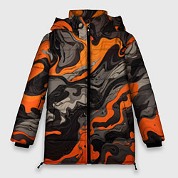 Женская зимняя куртка Оранжево-черный камуфляж