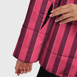 Куртка зимняя женская Полосатый тёмно-розовый, цвет: 3D-черный — фото 2