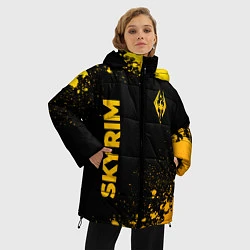 Куртка зимняя женская Skyrim - gold gradient: надпись, символ, цвет: 3D-черный — фото 2