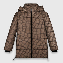 Куртка зимняя женская Кожа крокодила крупная, цвет: 3D-черный