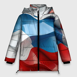 Куртка зимняя женская Абстракция в цветах флага РФ, цвет: 3D-черный