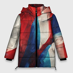 Куртка зимняя женская Абстракция в цветах флага РФ, цвет: 3D-красный