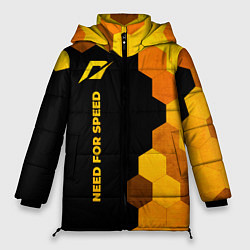 Куртка зимняя женская Need for Speed - gold gradient: по-вертикали, цвет: 3D-черный