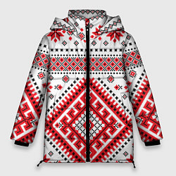 Куртка зимняя женская Удмуртская роспись, цвет: 3D-красный