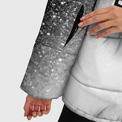 Куртка зимняя женская Arctic Monkeys glitch на светлом фоне: надпись, си, цвет: 3D-черный — фото 2