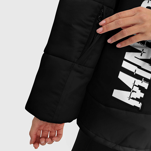 Женская зимняя куртка Minecraft glitch на темном фоне: надпись, символ / 3D-Черный – фото 5
