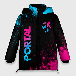 Куртка зимняя женская Portal - neon gradient: надпись, символ, цвет: 3D-черный