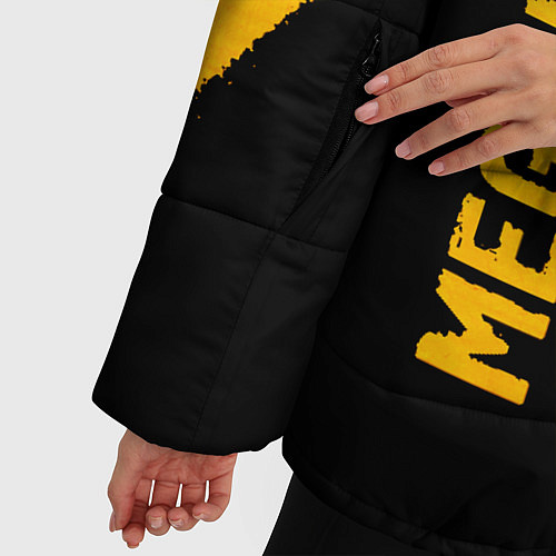 Женская зимняя куртка Megadeth - gold gradient: надпись, символ / 3D-Черный – фото 5
