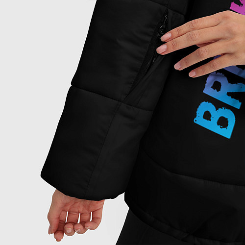 Женская зимняя куртка Breaking Benjamin - neon gradient: по-вертикали / 3D-Черный – фото 5