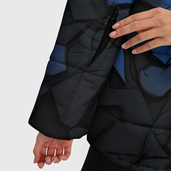 Куртка зимняя женская Синий абстрактный узор на плитах, цвет: 3D-красный — фото 2
