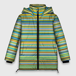 Куртка зимняя женская Горизонтальные разноцветные полосы, цвет: 3D-красный