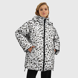 Куртка зимняя женская Маленькие цветочки паттерн, цвет: 3D-черный — фото 2