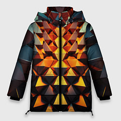 Куртка зимняя женская Объемные кубы полигон, цвет: 3D-красный