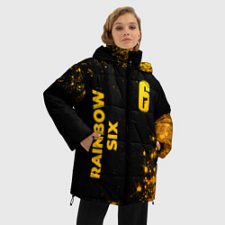 Куртка зимняя женская Rainbow Six - gold gradient: надпись, символ, цвет: 3D-черный — фото 2