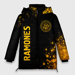 Женская зимняя куртка Ramones - gold gradient: надпись, символ