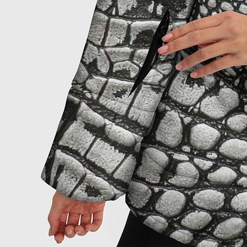 Женская зимняя куртка Кожа крокодила - текстура / 3D-Красный – фото 5