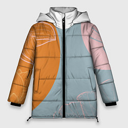 Куртка зимняя женская Минималистичный лотос, цвет: 3D-светло-серый