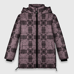 Куртка зимняя женская Ажурный коричнево - черный узор, цвет: 3D-красный