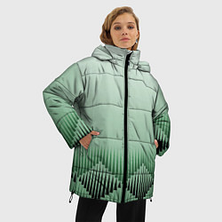 Куртка зимняя женская Зеленый градиент с ромбами, цвет: 3D-светло-серый — фото 2