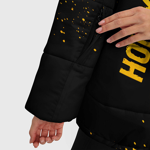 Женская зимняя куртка Hollywood Undead - gold gradient: надпись, символ / 3D-Черный – фото 5