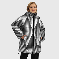 Куртка зимняя женская Большие вдавленные ромбы, цвет: 3D-черный — фото 2