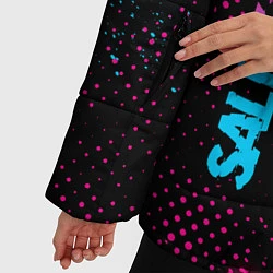 Куртка зимняя женская Sally Face - neon gradient: надпись, символ, цвет: 3D-черный — фото 2