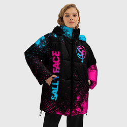 Куртка зимняя женская Sally Face - neon gradient: надпись, символ, цвет: 3D-черный — фото 2