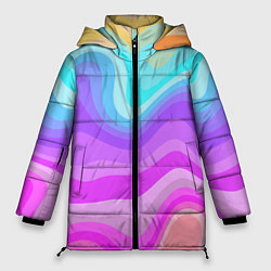 Куртка зимняя женская Неоновая разноцветная волна, цвет: 3D-черный