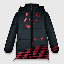 Куртка зимняя женская Настольная игра шашки, цвет: 3D-красный