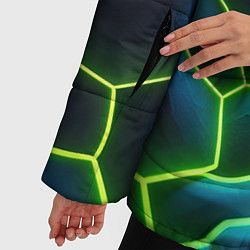Куртка зимняя женская Зеленые текстурные плиты, цвет: 3D-черный — фото 2