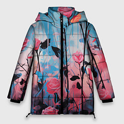 Куртка зимняя женская Цветочная аура, цвет: 3D-красный