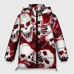 Куртка зимняя женская Черепа киберпанк, цвет: 3D-черный