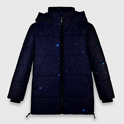 Куртка зимняя женская Тёмный космос и синие звёзды, цвет: 3D-черный