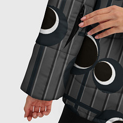 Куртка зимняя женская Черные и белые круги на сером, цвет: 3D-черный — фото 2