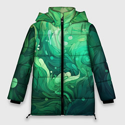 Женская зимняя куртка Зеленые абстрактные волны
