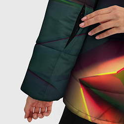 Куртка зимняя женская Объемные зеленые треугольники, цвет: 3D-светло-серый — фото 2