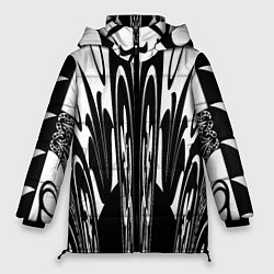 Куртка зимняя женская Черные завихрения, цвет: 3D-светло-серый