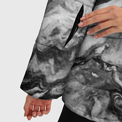 Куртка зимняя женская Черно-белая мраморная абстракция, цвет: 3D-черный — фото 2