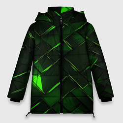 Куртка зимняя женская Зеленые элементы абстракция, цвет: 3D-черный