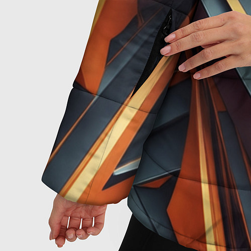 Женская зимняя куртка Разноцветная 3D геометрия узоров метавселенной / 3D-Черный – фото 5
