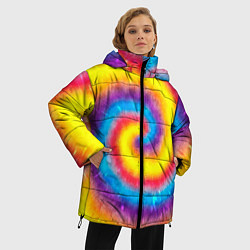 Куртка зимняя женская Тай-дай сочные цвета, цвет: 3D-черный — фото 2